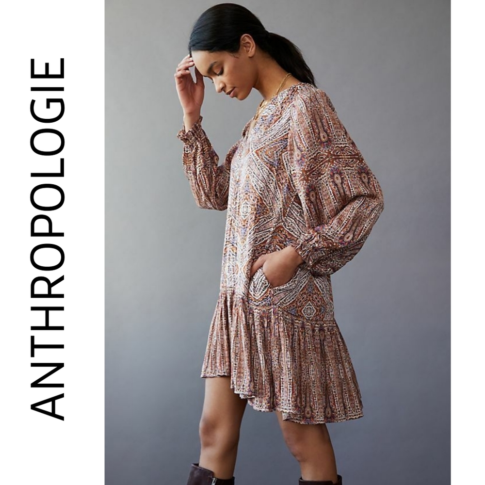 Anthro Sabia Flounce Dress XS